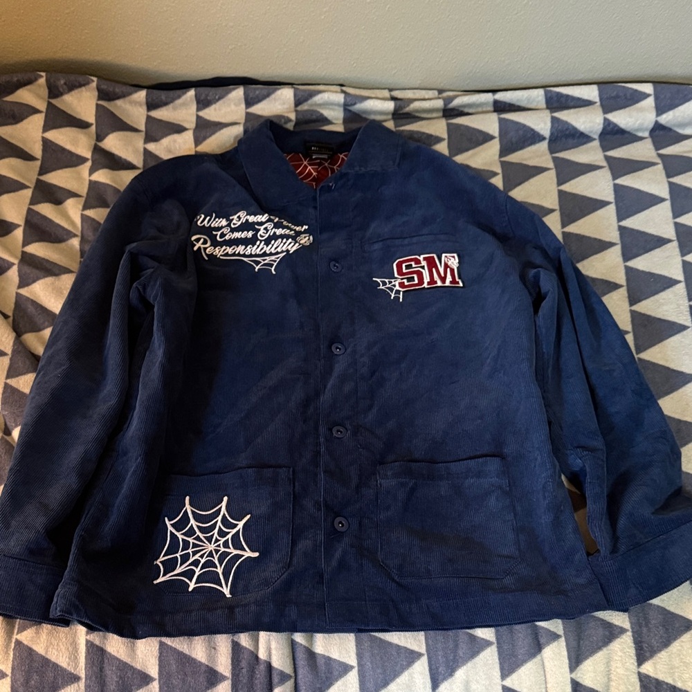 Spiderman Blue Corduroy Jacket with Web Details